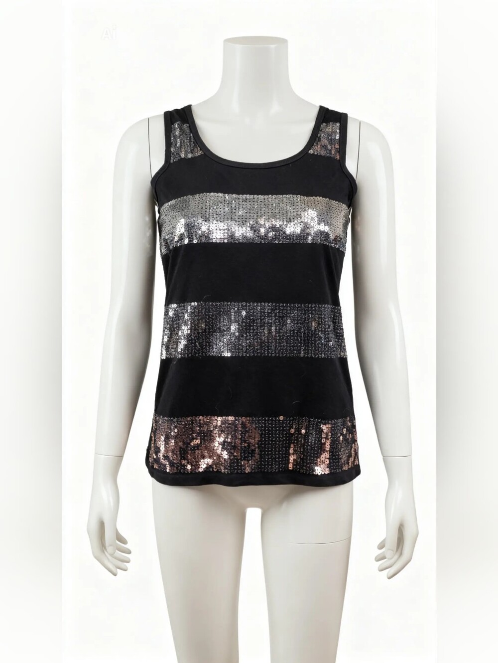 Rue 21 (2010-2012)  T2K Black Sequin Stripe Racerback Tank Top